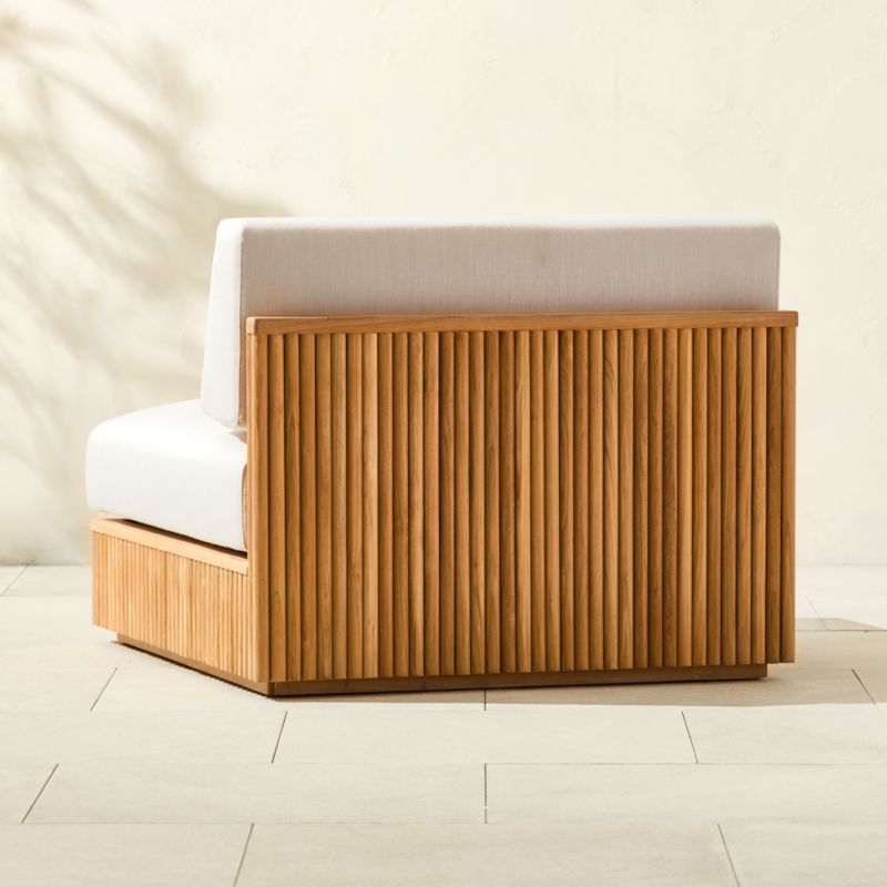 Topia Teak Outdoor Armless Chair with White Sunbrella® Cushions - image 7 of 10