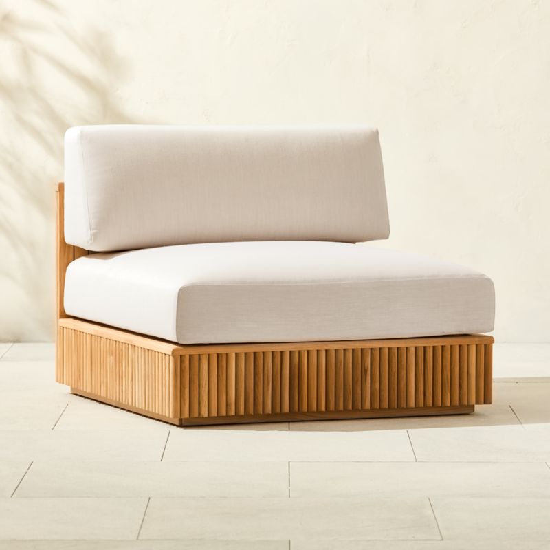 Topia Teak Outdoor Armless Chair with White Sunbrella® Cushions - image 5 of 10