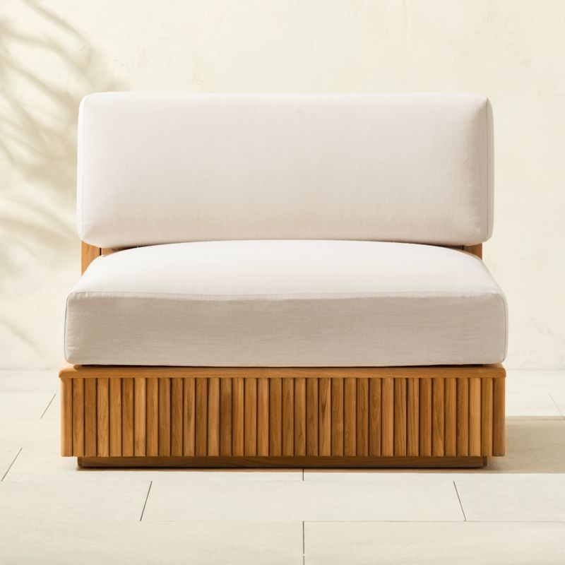 Topia Teak Outdoor Armless Chair with White Sunbrella® Cushions - image 0 of 10