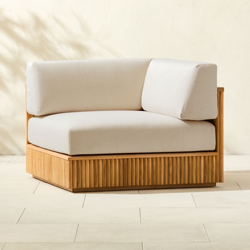 Topia Teak Outdoor Corner Chair with White Sunbrella® Cushions - image 5 of 10