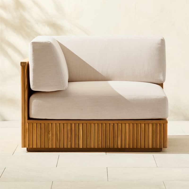 Topia Teak Outdoor Corner Chair with White Sunbrella® Cushions - image 6 of 10