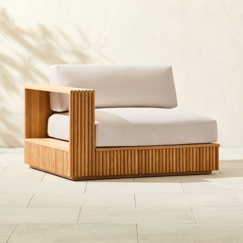 Topia Teak Outdoor Left-Arm Chair with White Sunbrella® Cushions - image 5 of 10