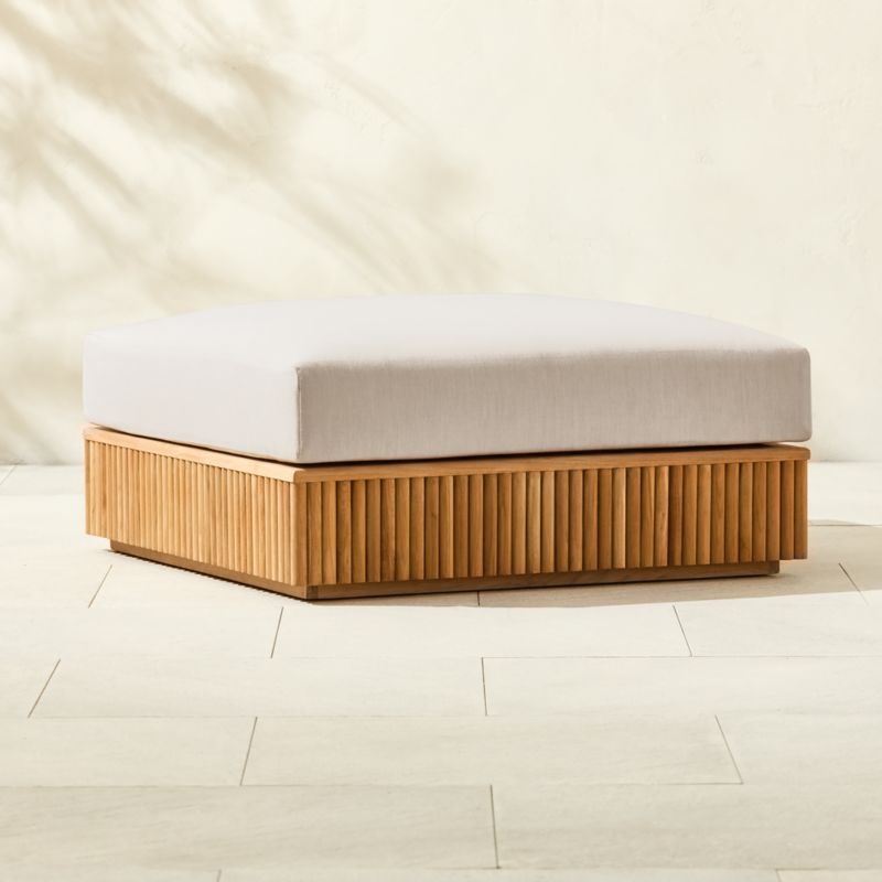 Topia Teak Outdoor Ottoman with White Sunbrella® Cushions - image 5 of 8