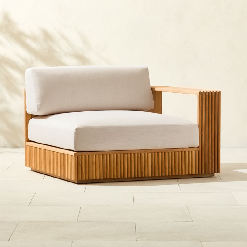 Topia Teak Outdoor Right-Arm Chair with White Sunbrella® Cushions - image 5 of 10