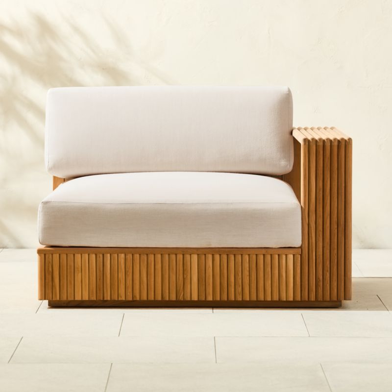 Topia Teak Outdoor Right-Arm Chair with White Sunbrella® Cushions - image 0 of 10