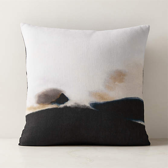Torei Smoked Lavender Linen Throw Pillow with Feather-Down Insert 20"x20"