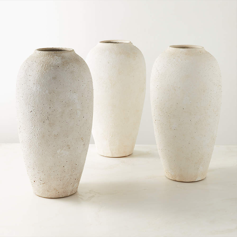 Trio Modern White Porcelain Bud Vase Set of 3 + Reviews | CB2