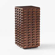 Toron Dark Brown Acacia Wood Short Pedestal Table | CB2