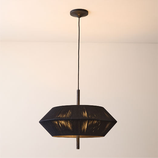 Totora Black Oak Round Pendant Light