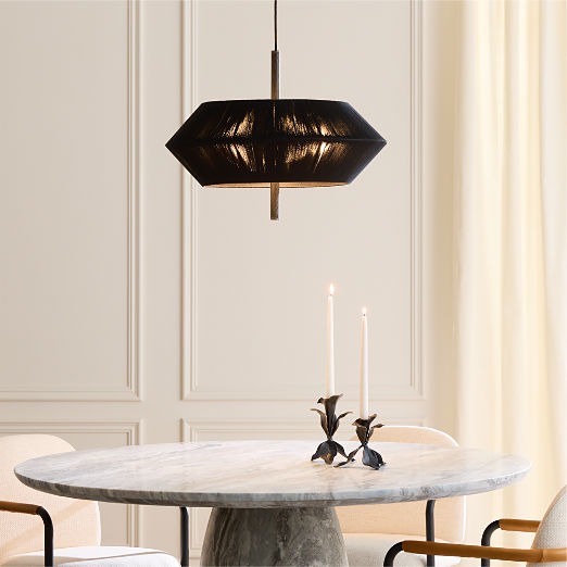 Totora Black Oak Round Pendant Light