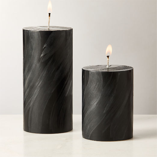 Tour Black Swirl Pillar Candles