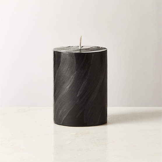 Tour Black Swirl Pillar Candle 3"X4"