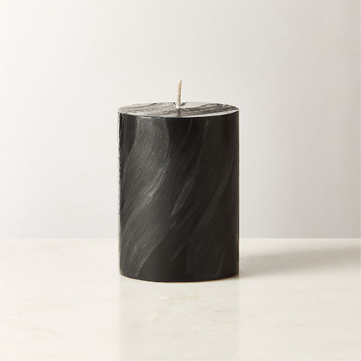 Tour Black Swirl Pillar Candle 3"X4"