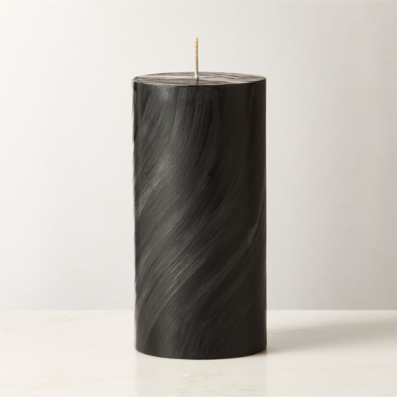 Tour Black Swirl Pillar Candle 3"X6" - image 0 of 5