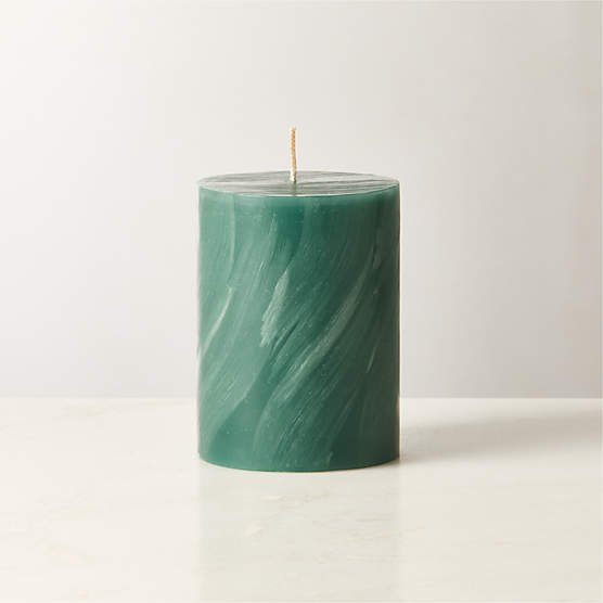 Tour Green Swirl Pillar Candle 3"X4"