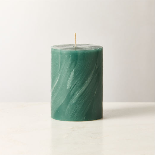 Tour Green Swirl Pillar Candle 3"X4"