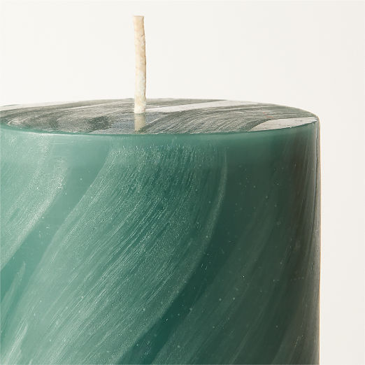 Tour Green Swirl Pillar Candle 3"X4"