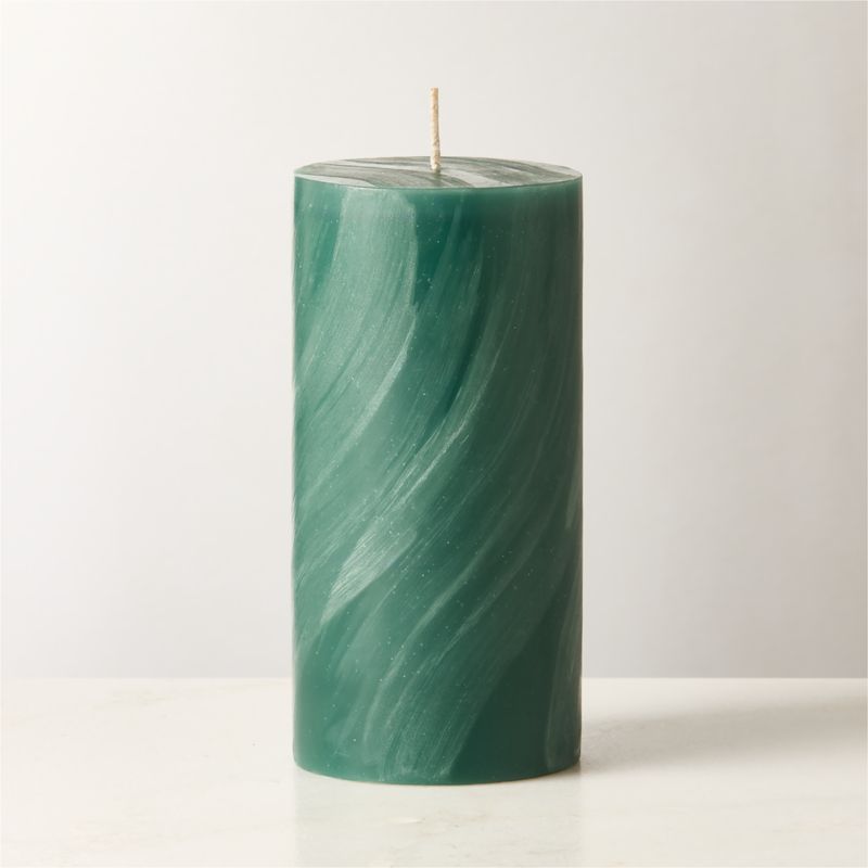 Tour Green Swirl Pillar Candle 3"X6" - image 0 of 5