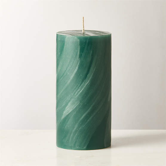 Tour Green Swirl Pillar Candle 3"X6"