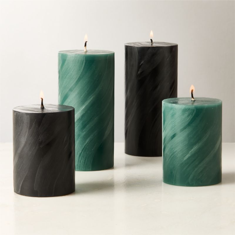 Tour Black Swirl Pillar Candle 3"X4" - image 4 of 5