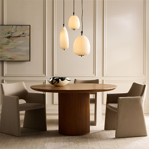 Davison 55" Round Fluted Warm Oak Dining Table