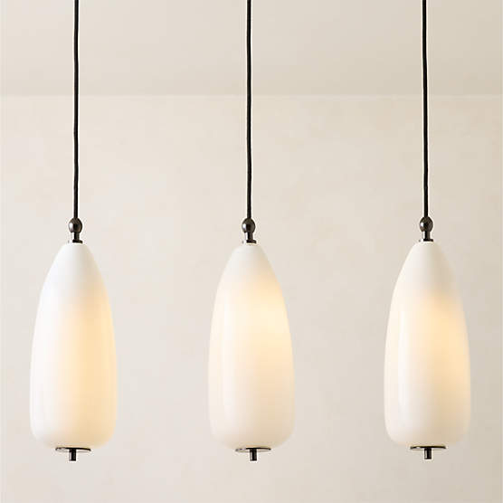 Tova Opal Glass Oblong Pendant Light 6" Set of 3
