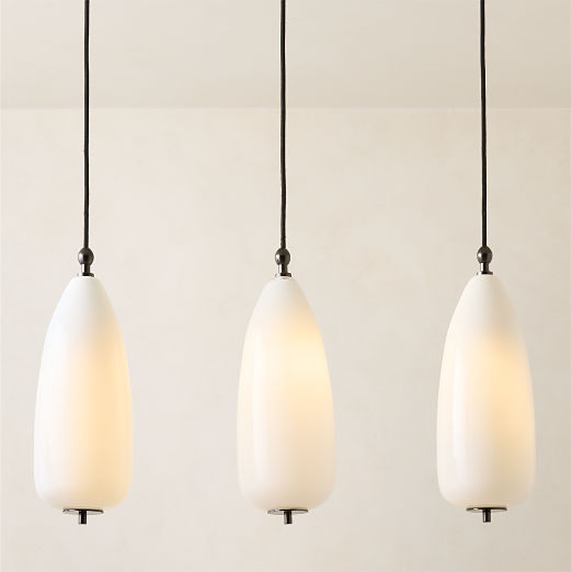 Tova Opal Glass Oblong Pendant Light 6" Set of 3
