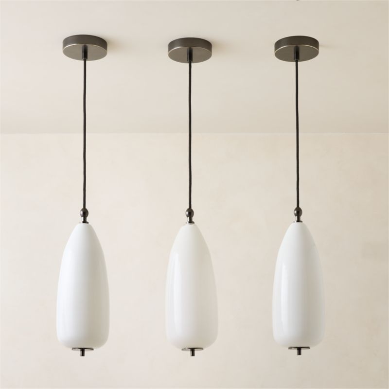 Tova Opal Glass Oblong Pendant Light 6" Set of 3 - image 5 of 6