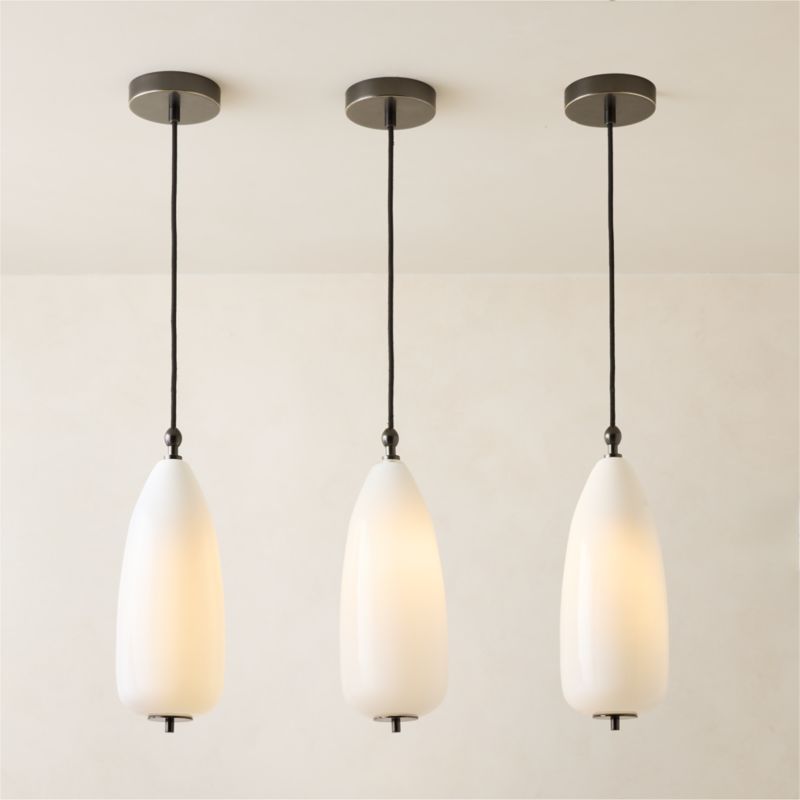 Tova Opal Glass Oblong Pendant Light 6" Set of 3 - image 4 of 6
