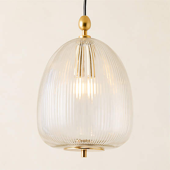 Tova Ribbed Glass Round Pendant Light 10"