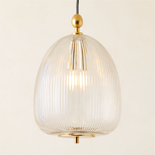 Tova Ribbed Glass Round Pendant Light 10"