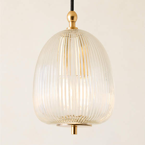 Tova Ribbed Glass Round Pendant Light 7"