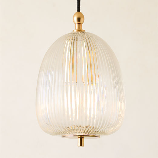 Tova Ribbed Glass Round Pendant Light 7"