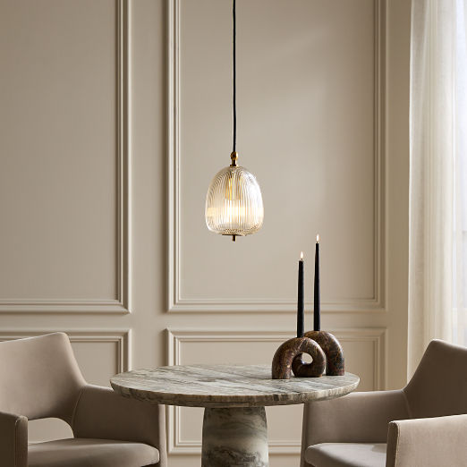 Tova Ribbed Glass Round Pendant Light 7"