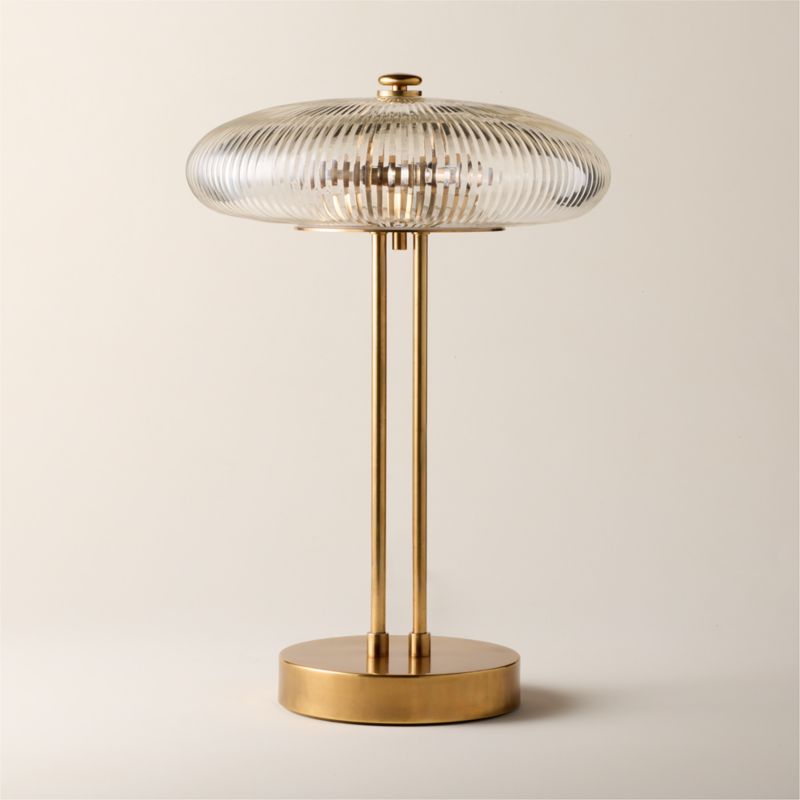 Tova Ribbed Glass and Aged Brass Table Lamp 21" - image 2 of 4