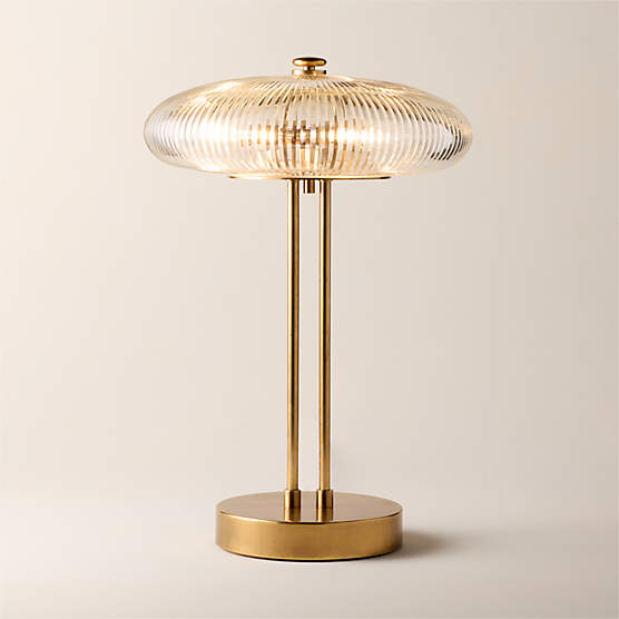Tova Ribbed Glass and Aged Brass Table Lamp 21"
