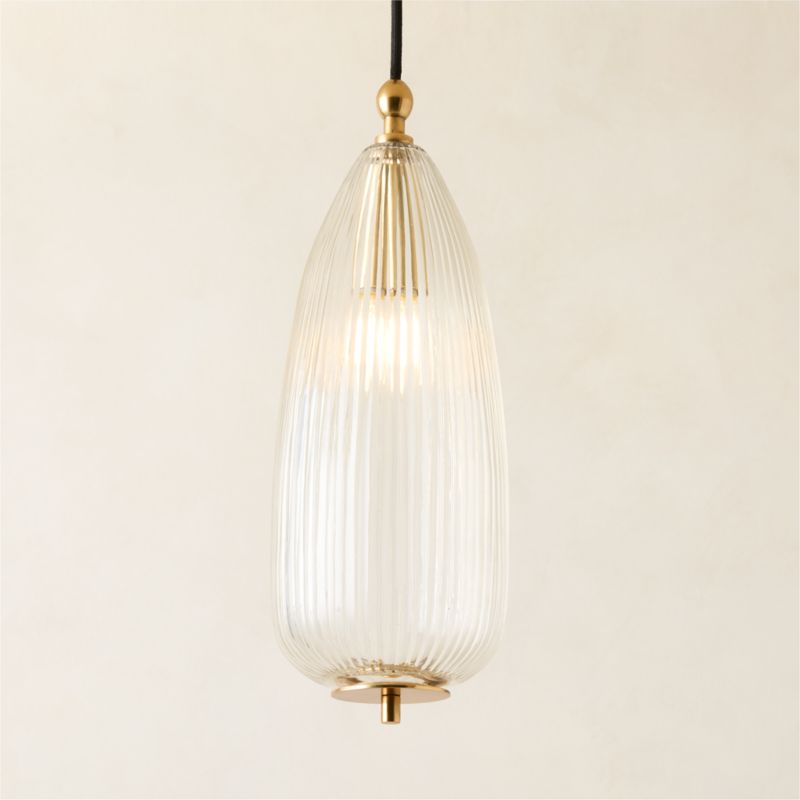 Viewing product image Tova Ribbed Glass Oblong Pendant Light 6" - image 1 of 7
