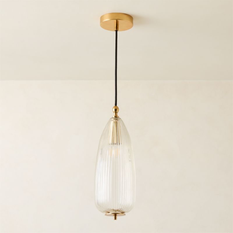 Tova Ribbed Glass Oblong Pendant Light 6" - image 6 of 7
