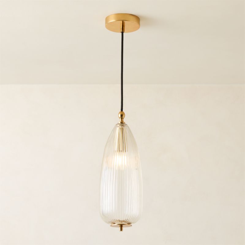 Tova Ribbed Glass Oblong Pendant Light 6" - image 5 of 7