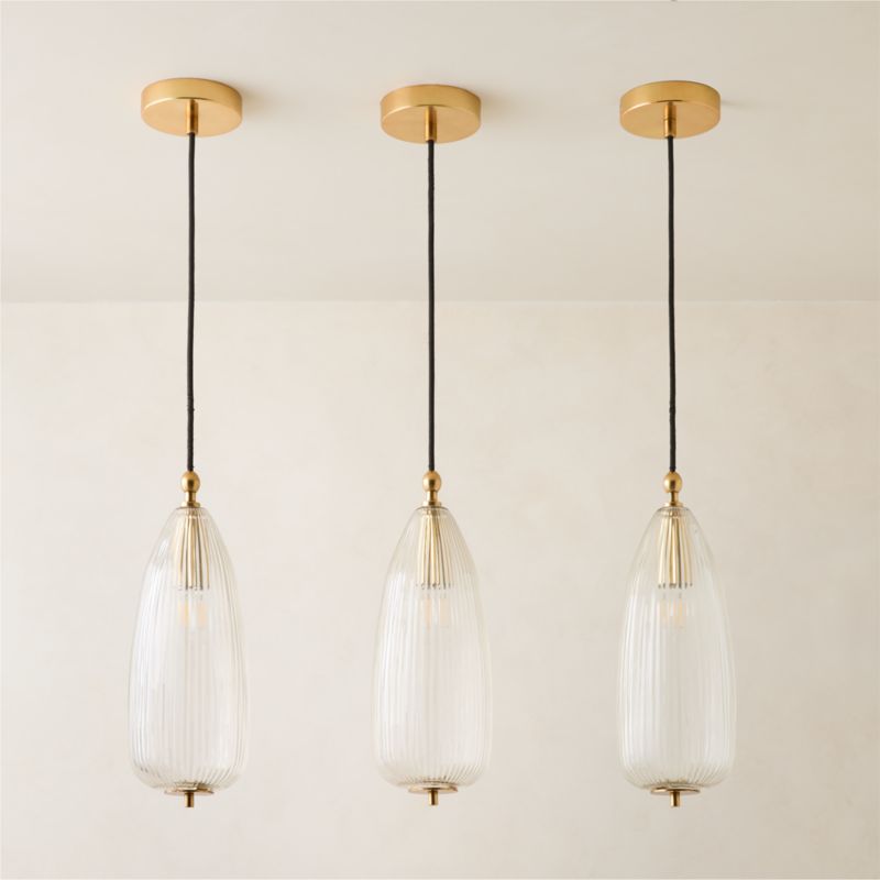 Tova Ribbed Glass Oblong Pendant Light 6" Set of 3 - image 5 of 6
