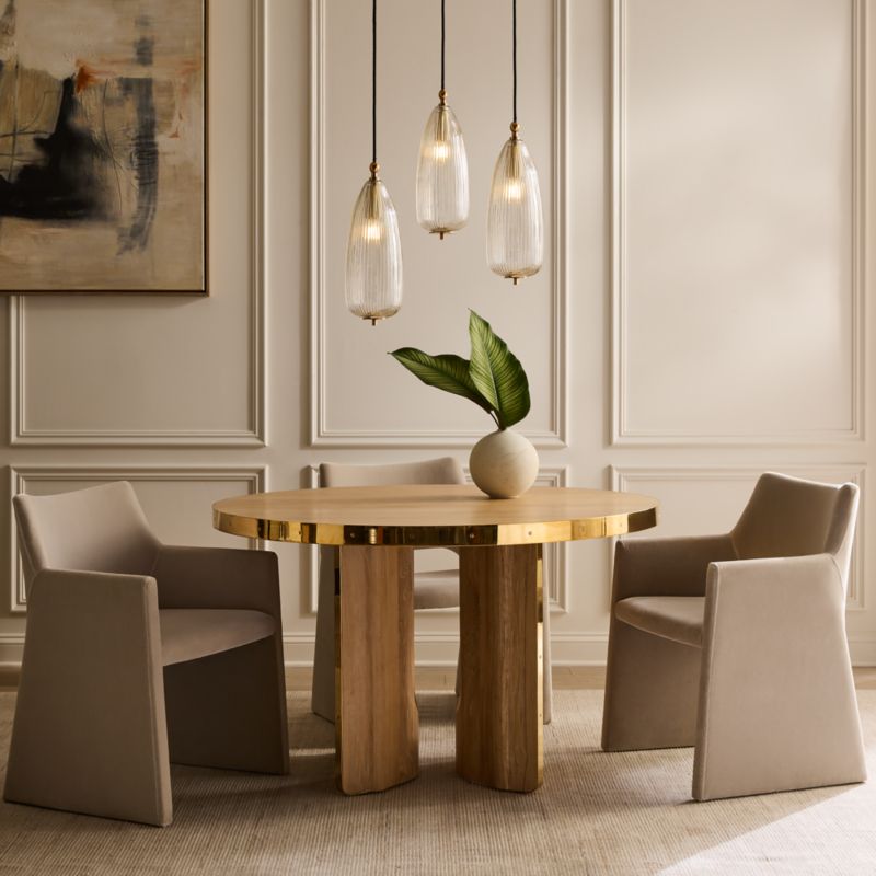 Albertine 48" Round Oak and Unlacquered Brass Dining Table by goop - image 1 of 7