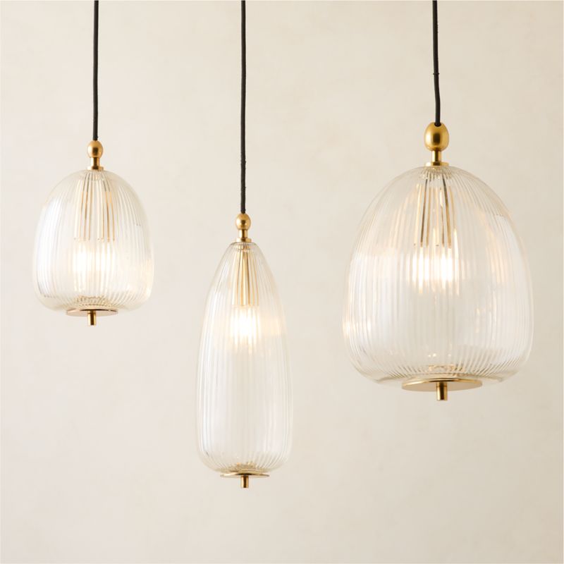Viewing product image Tova Ribbed Glass Pendant Set of 3 - image 1 of 6