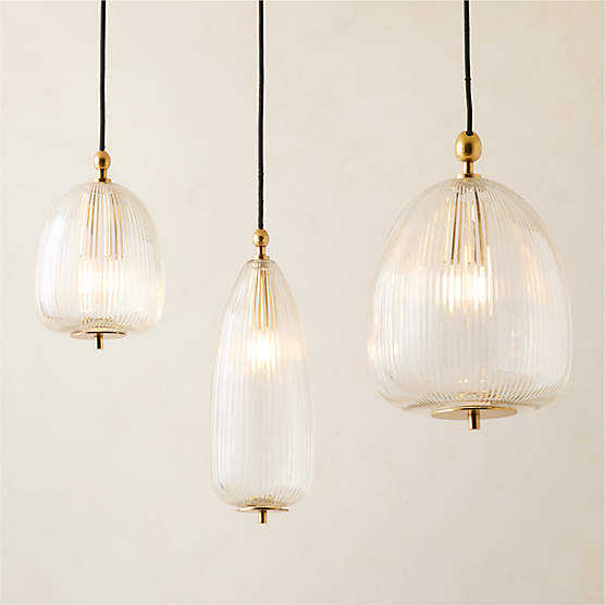 Tova Ribbed Glass Pendant Set of 3