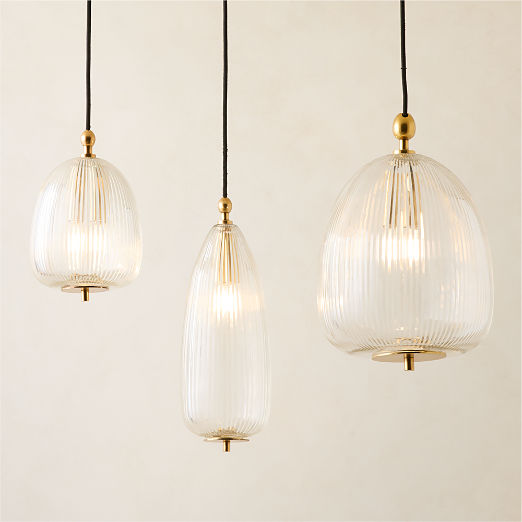 Tova Ribbed Glass Pendant Set of 3