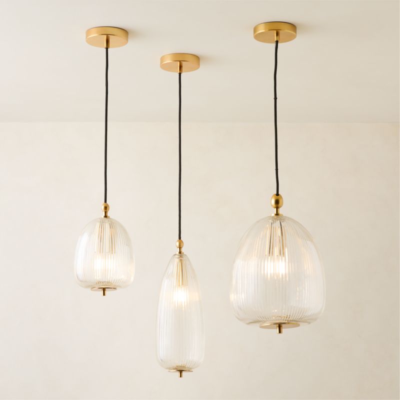 Tova Ribbed Glass Pendant Set of 3 - image 4 of 6