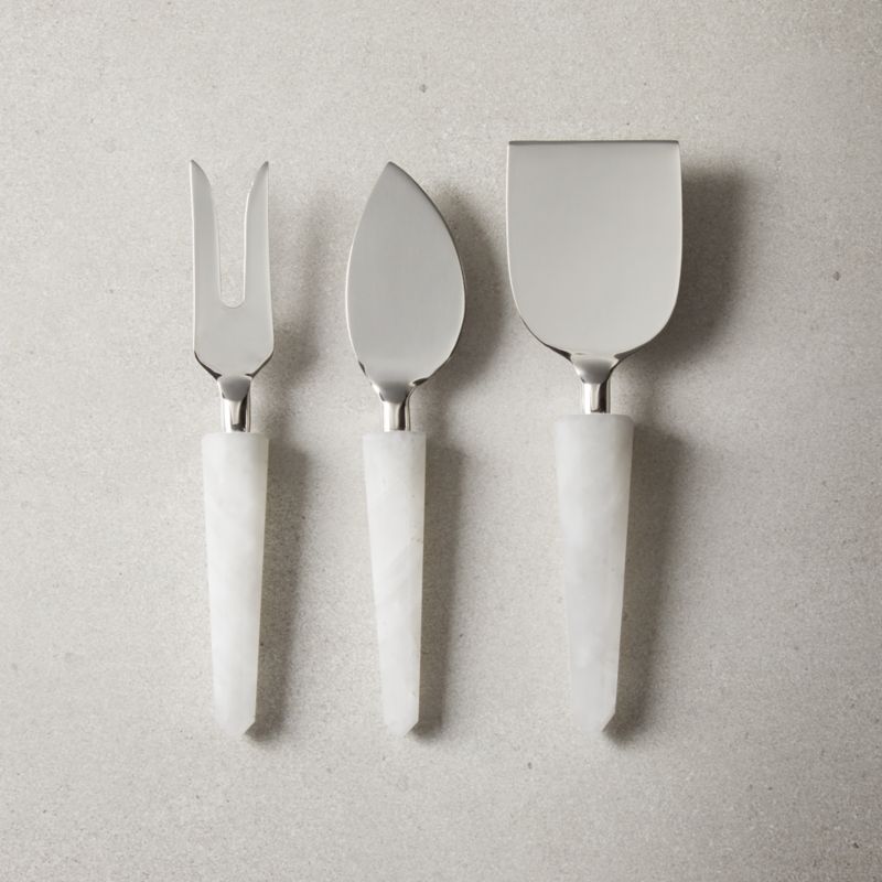 View Tova White Quartz Cheese Knives Set of 3 details
