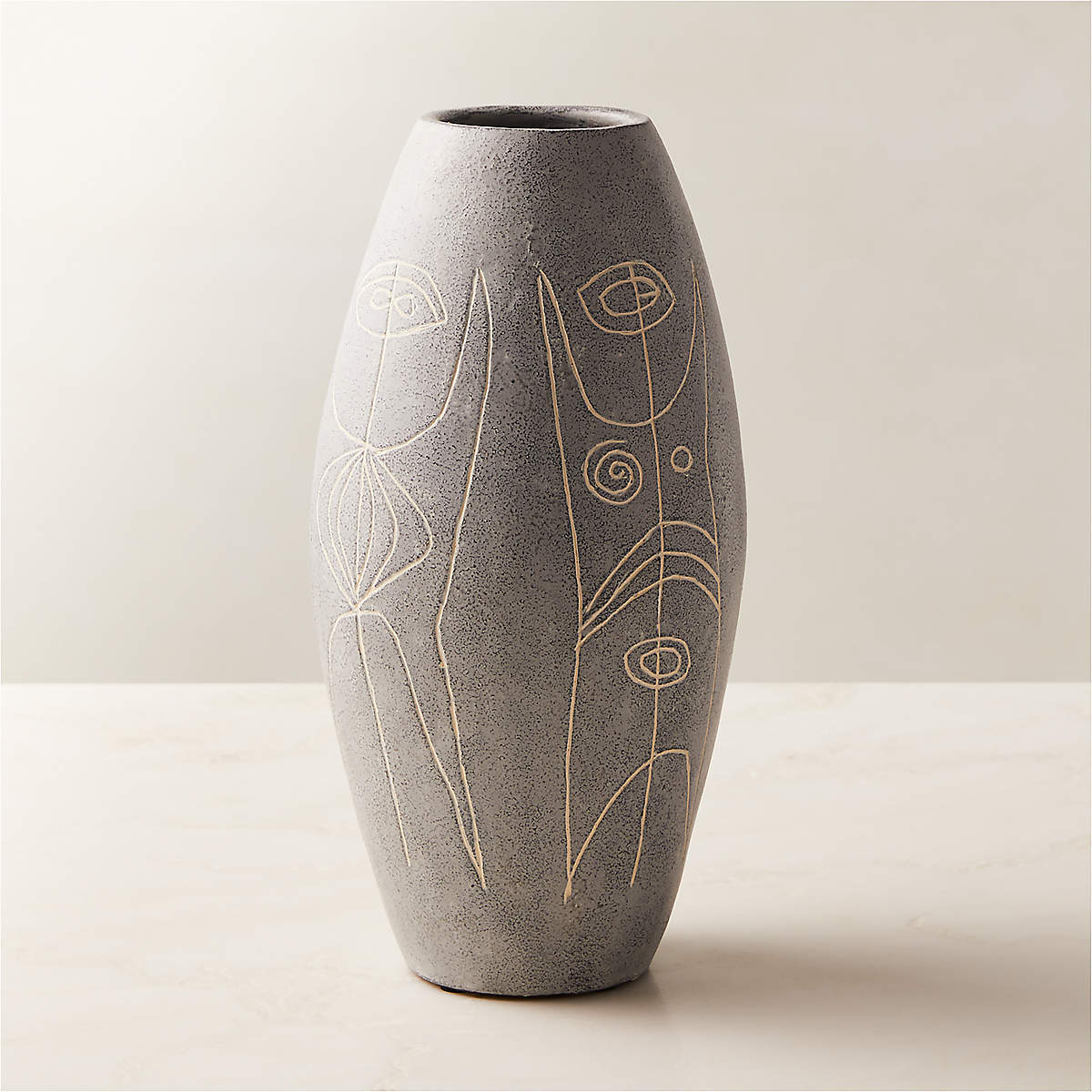 Tovek Grey Terracotta Vase by Ackerman + Reviews CB2