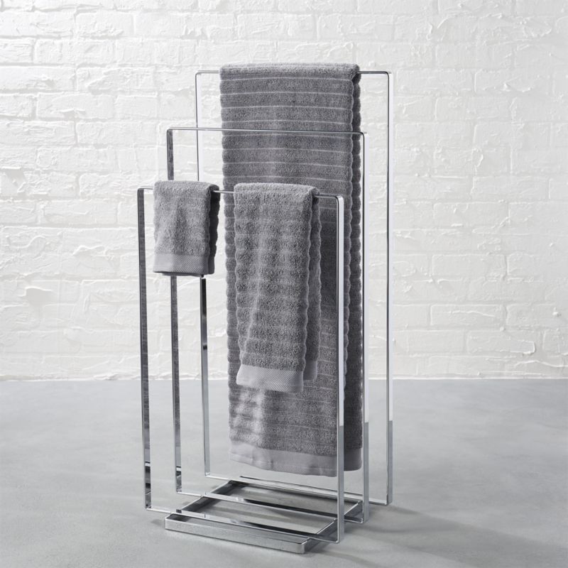 chrome freestanding towel rack CB2