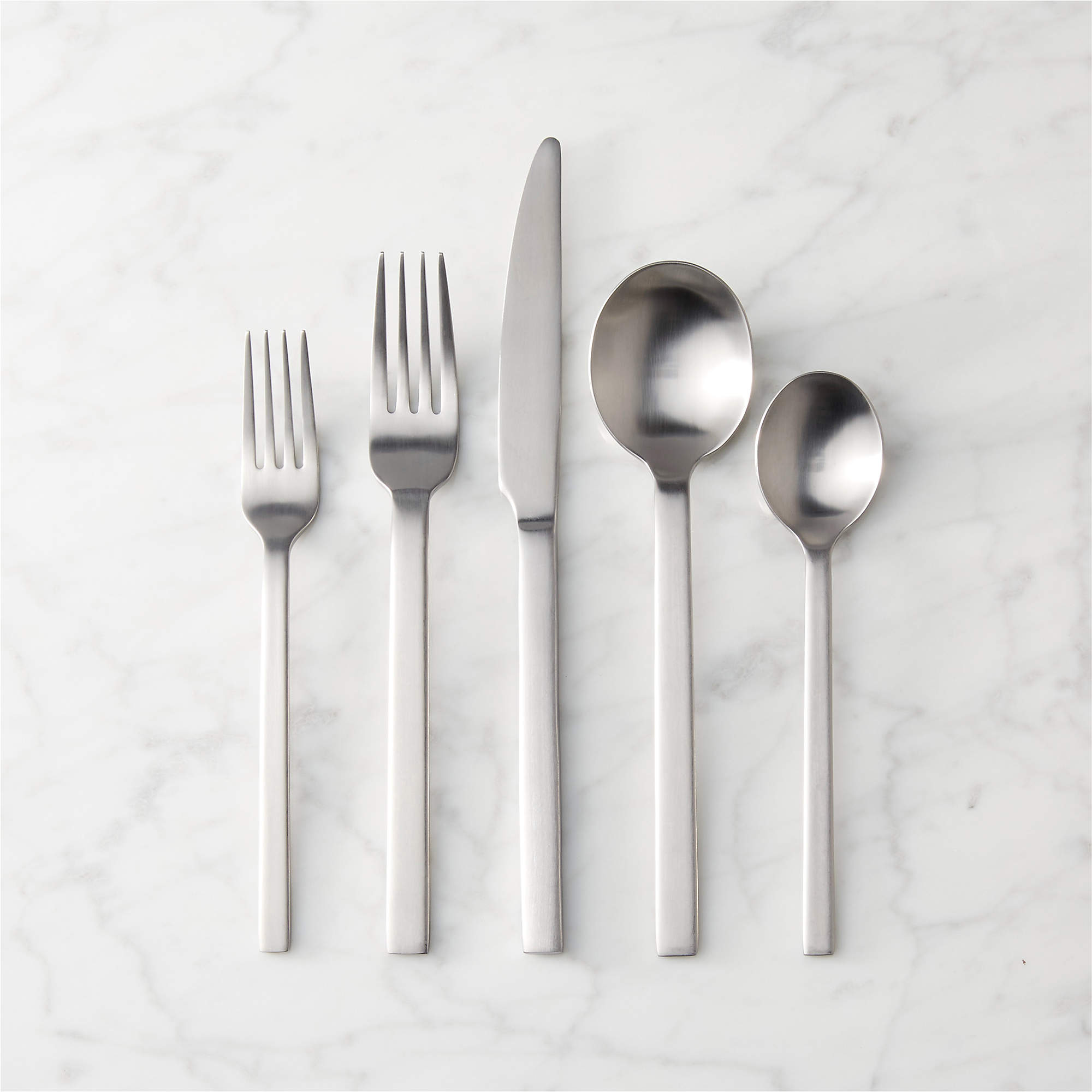 Tower 20-Piece Brushed Silver Flatware Set + Reviews | CB2