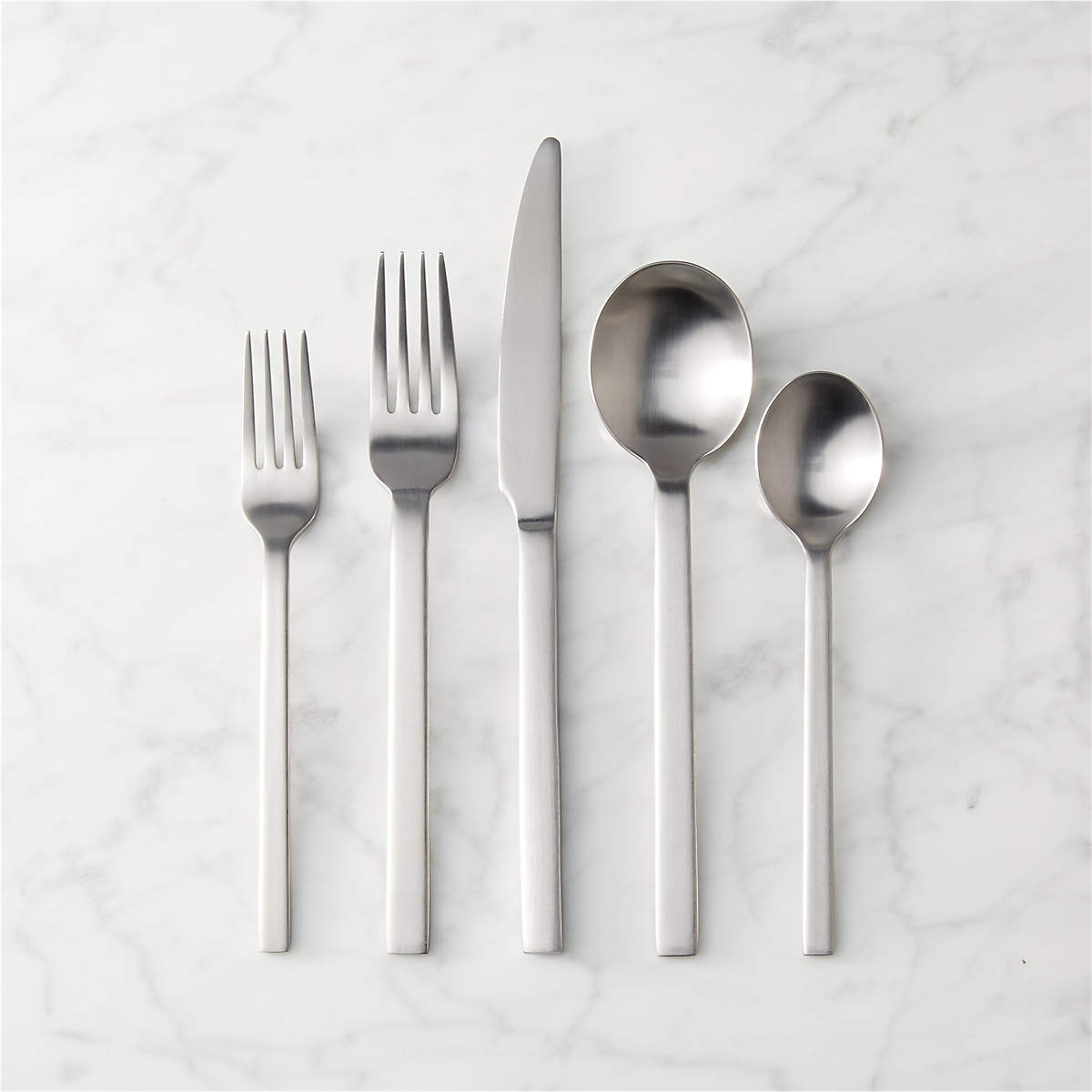 20-Piece Tower Modern Brushed Silver Flatware Set + Reviews | CB2